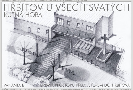 KUTNÁ HORA - HŘBITOV U VŠECH SVATÝCH | Úprava a kultivace prostoru před vstupem - křížení dvou světů. Varianta B.